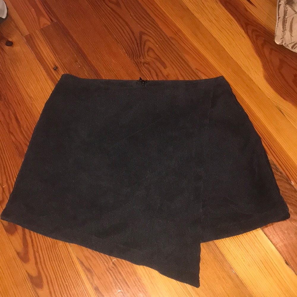Black Corduroy Envelope Skirt